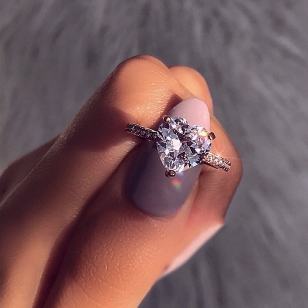 NEW Sterling Silver Heart Shaped Diamond Ring - Picture 5 of 5